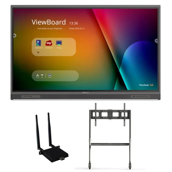 ViewSonic IFP6552-1C-E4 65″ 4K UHD Interactive Display (Wireless Module & Slim Trolly Cart Bundle)