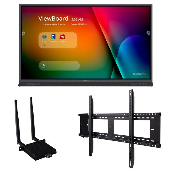 ViewSonic IFP8652-E1 ViewBoard Bundle with 86" ViewBoard IFP8652 4K Interactive Flat Panel, Wall Mount, and Wifi Bundle