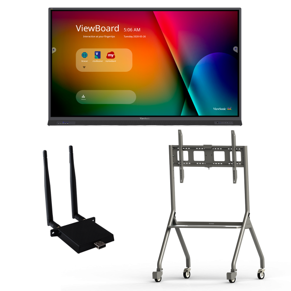 ViewSonic IFP9850-E4 ViewBoard Bundle with 98" ViewBoard IFP9850 4K Interactive Flat Panel Mobile Trolley Cart and Wifi Bundle